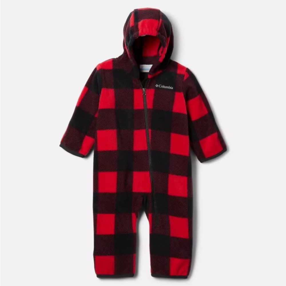Columbia Red and Black Buffalo Plaid Hooded Fleece One-Piece